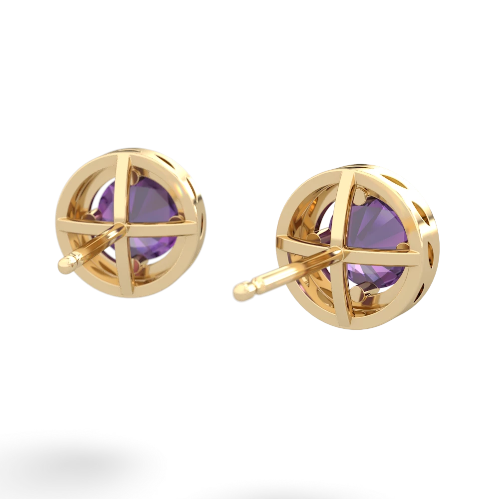 Amethyst Halo 14K Yellow Gold earrings E5320