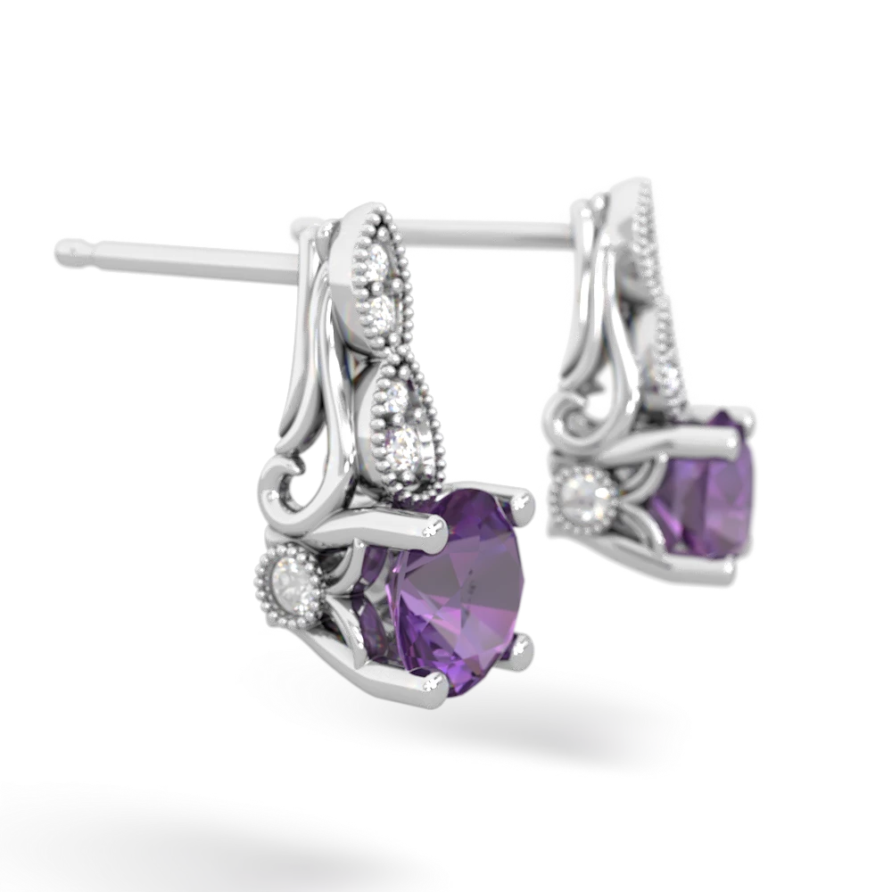 Amethyst Antique Elegance 14K White Gold earrings E3100