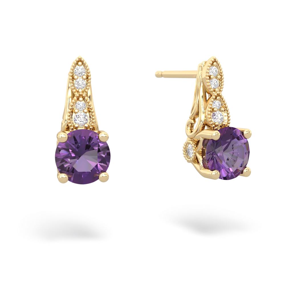 Amethyst Antique Elegance 14K Yellow Gold earrings E3100