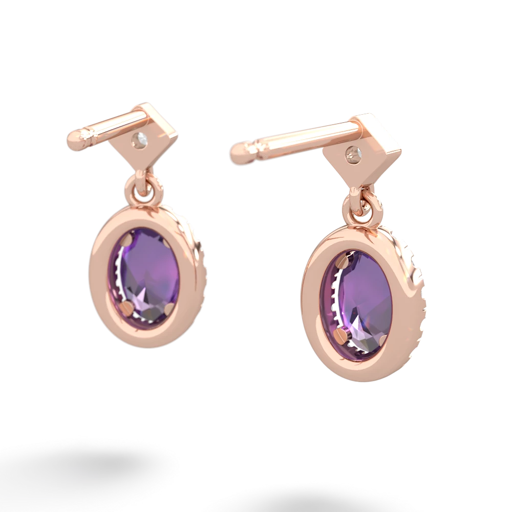 Amethyst Antique-Style Halo 14K Rose Gold earrings E5720