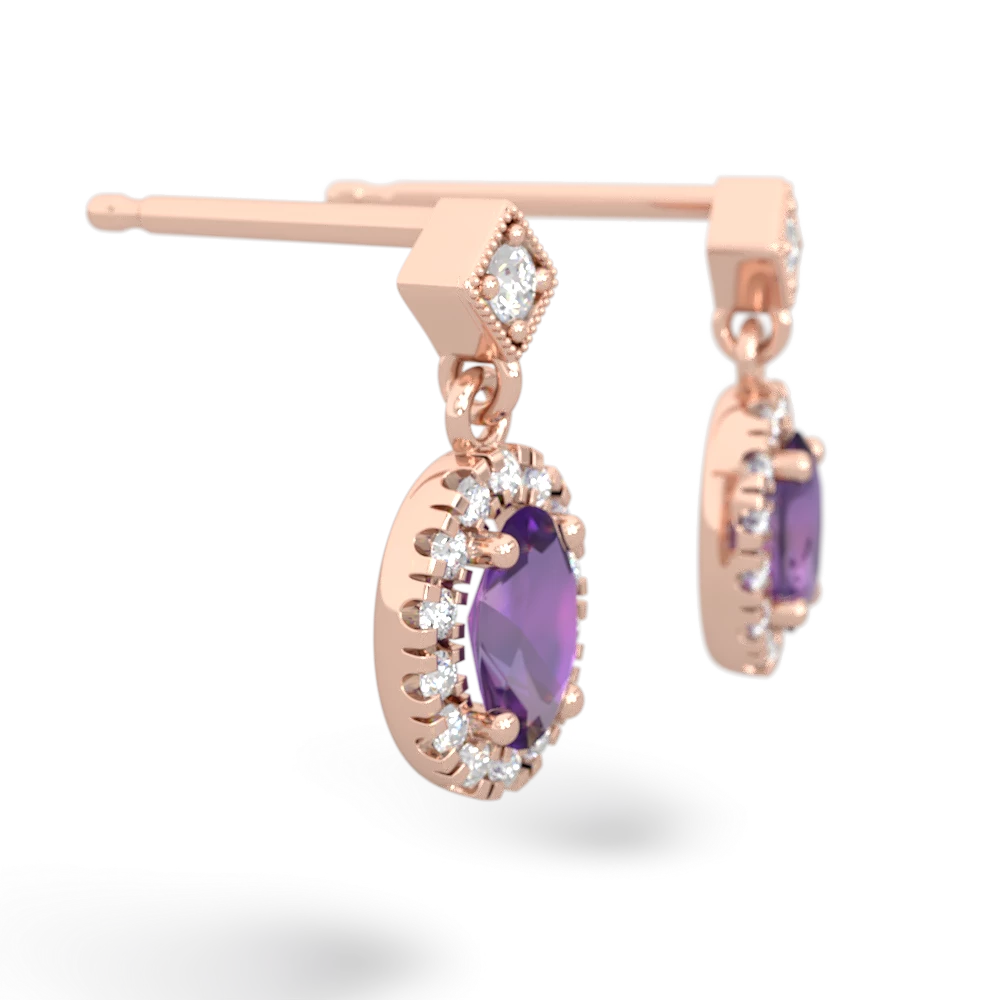 Amethyst Antique-Style Halo 14K Rose Gold earrings E5720