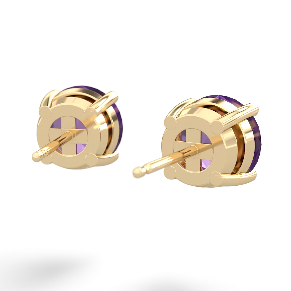 Amethyst 8Mm Round Stud 14K Yellow Gold earrings E1788