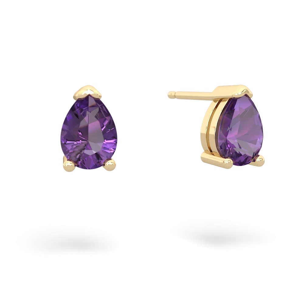 Amethyst Teardrop Stud 14K Yellow Gold earrings E1793