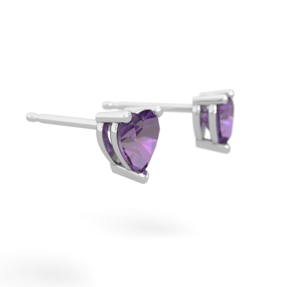 Amethyst 5Mm Heart Stud 14K White Gold earrings E1861