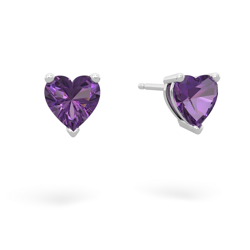 Amethyst 6Mm Heart Stud 14K White Gold earrings E1862