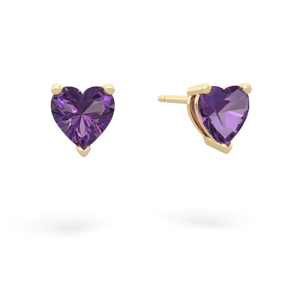 Amethyst 6Mm Heart Stud 14K Yellow Gold earrings E1862