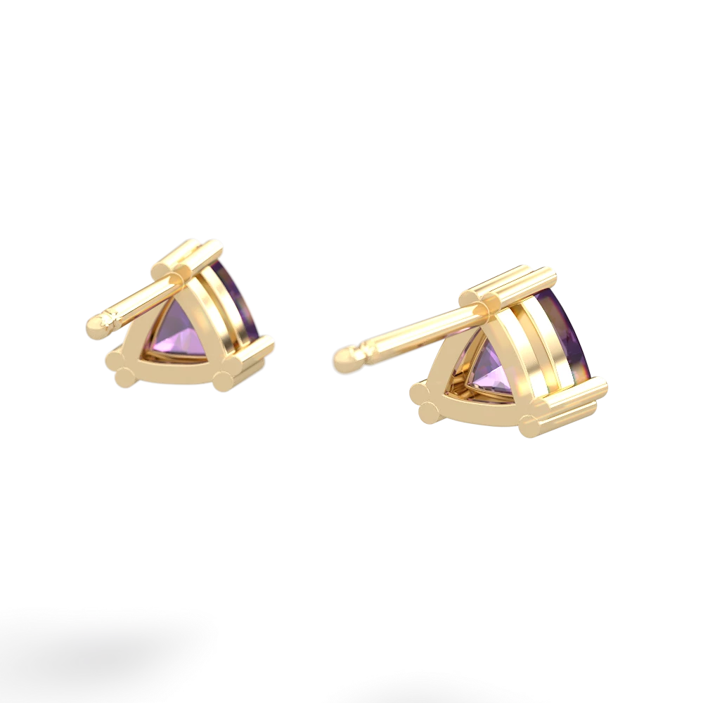 Amethyst 5Mm Trillion Stud 14K Yellow Gold earrings E1858