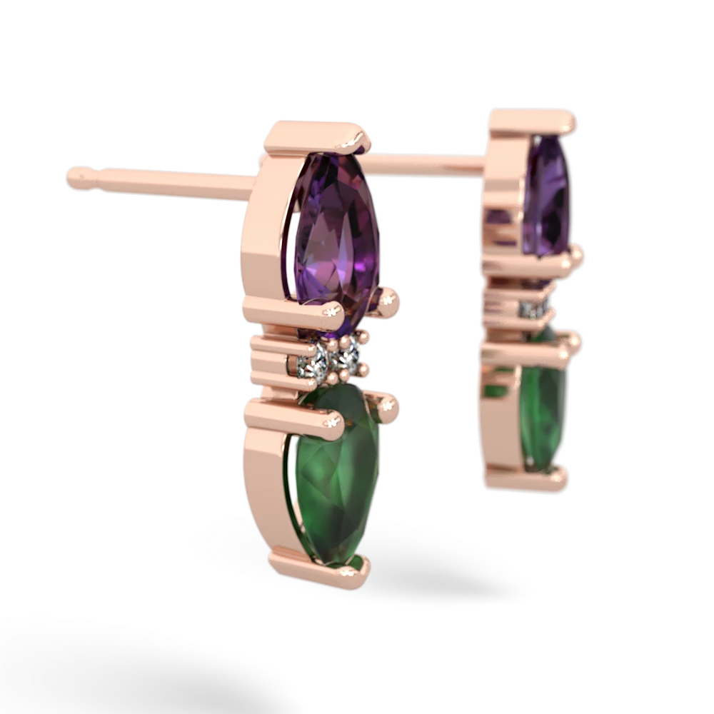 Amethyst Bowtie Drop 14K Rose Gold earrings E0865