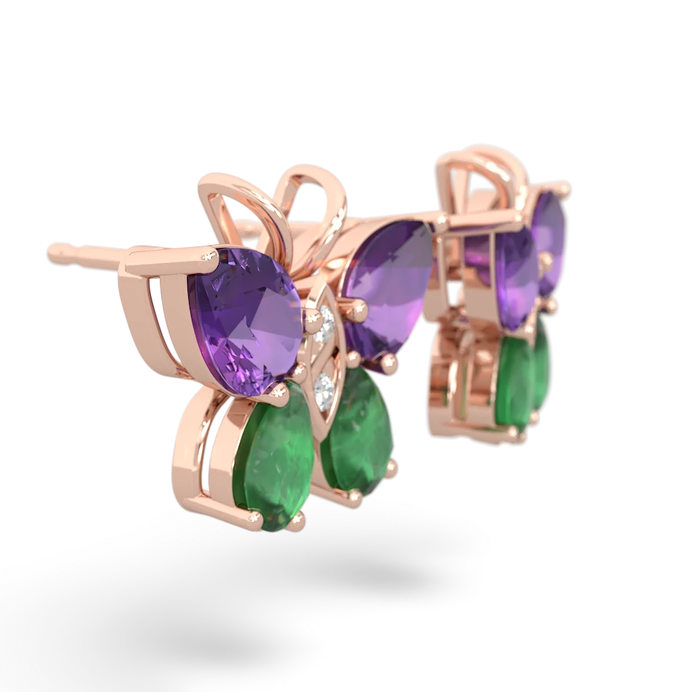 Amethyst Butterfly 14K Rose Gold earrings E2215