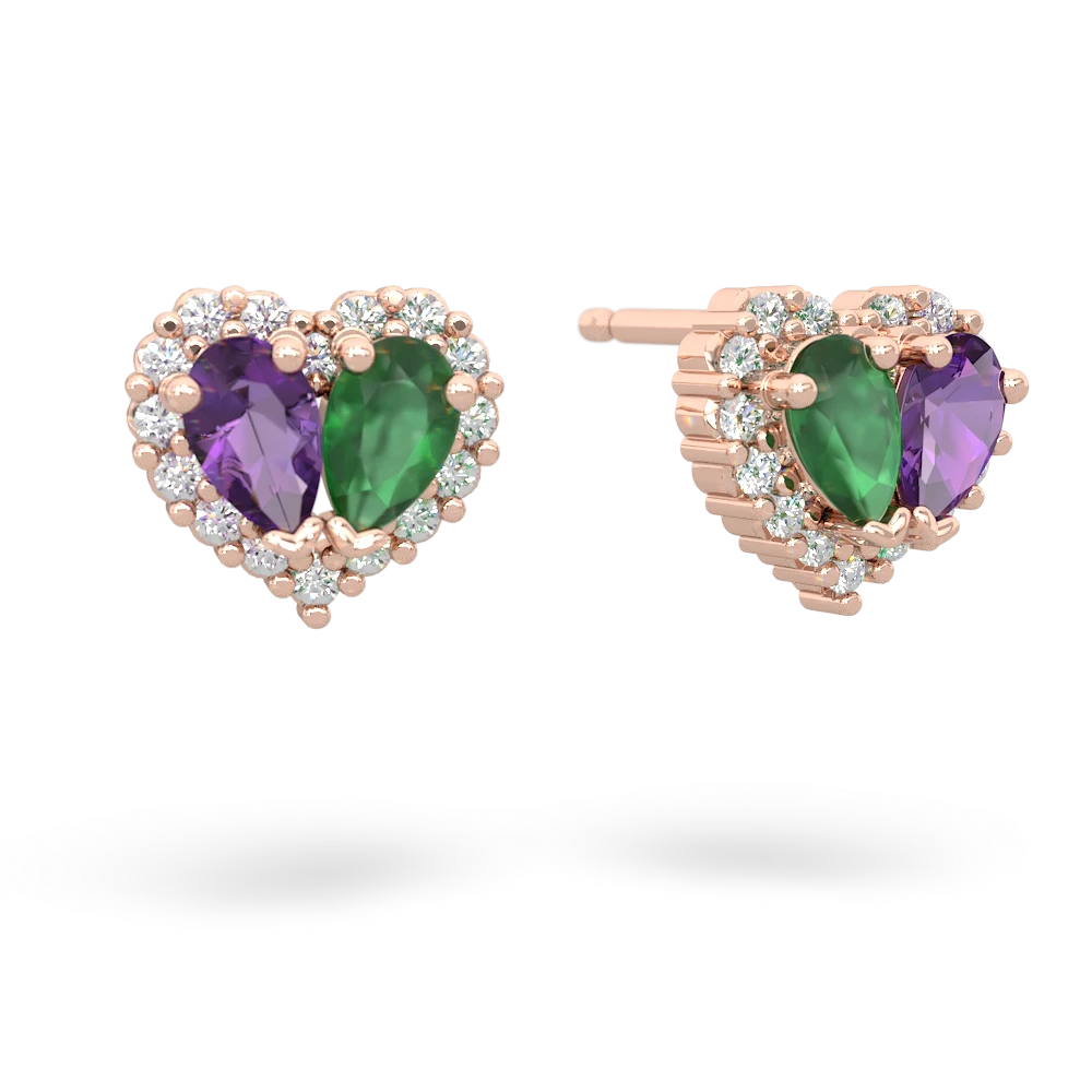 Amethyst Halo 14K Rose Gold earrings E7008