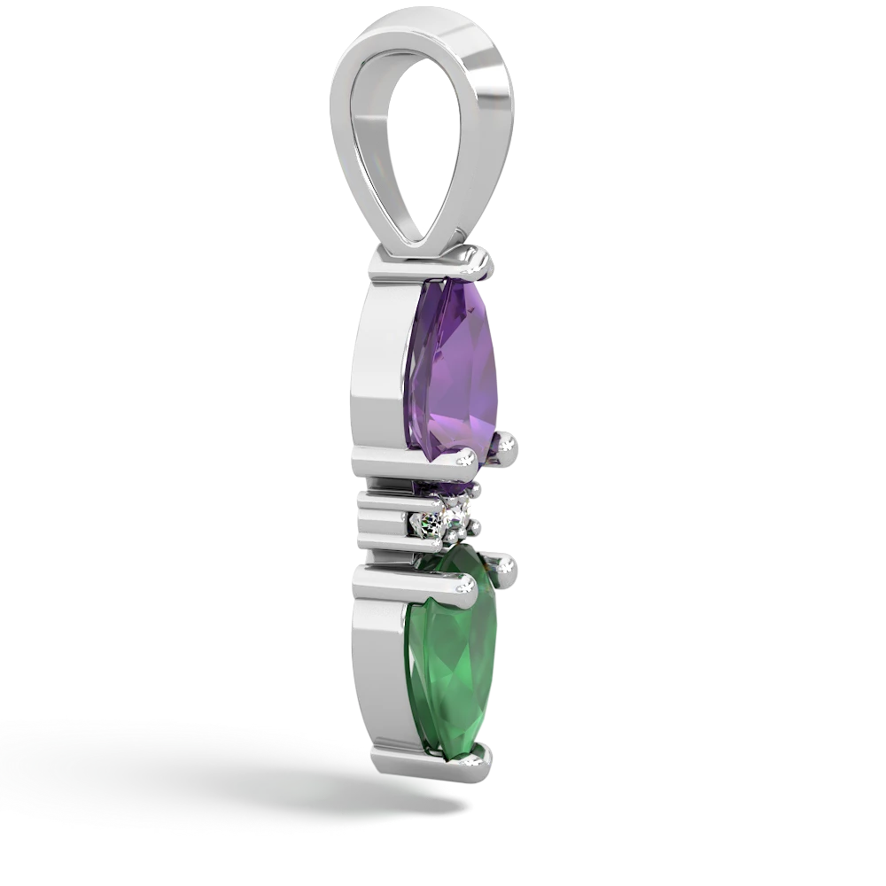 Amethyst Bowtie Drop 14K White Gold pendant P0865