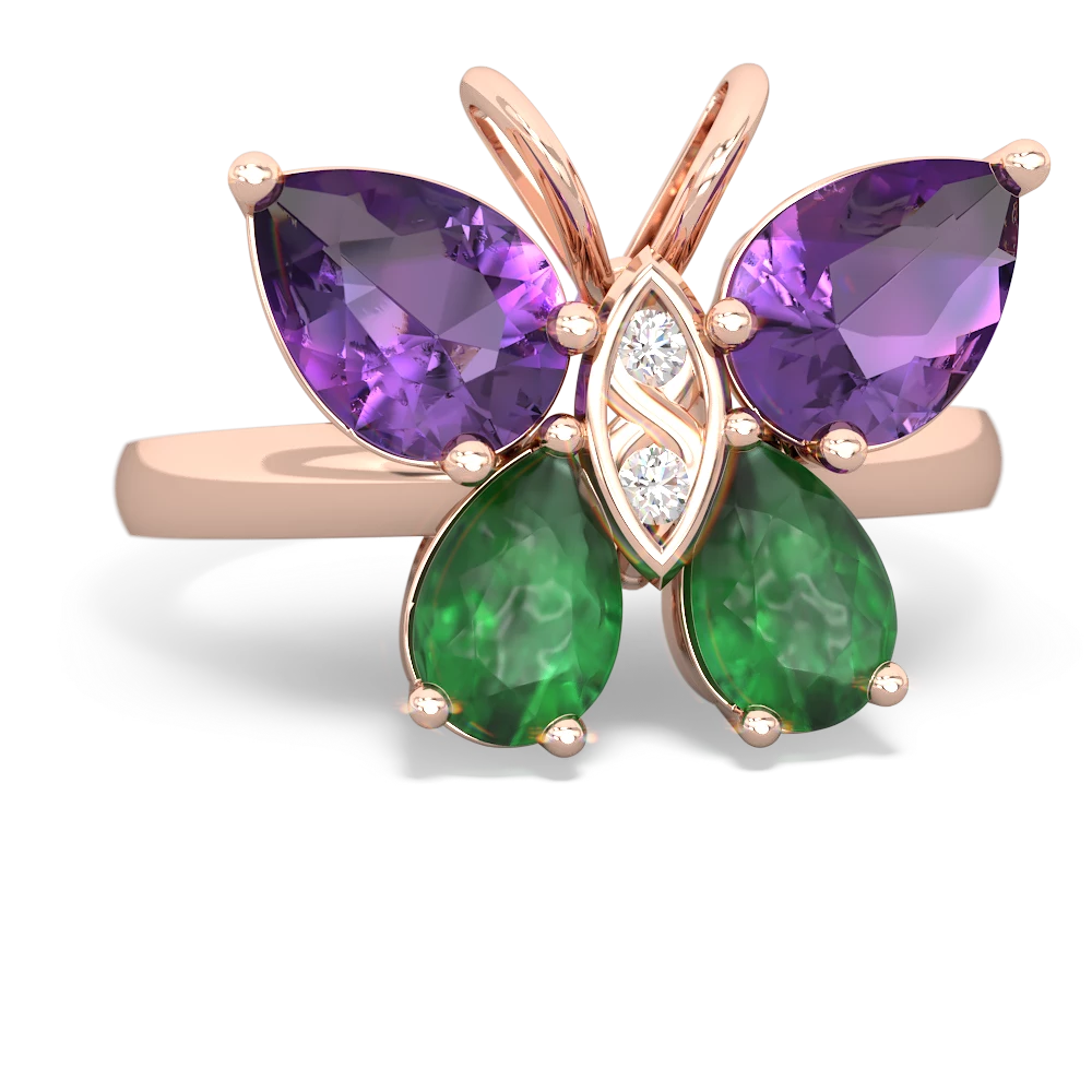 Amethyst Butterfly 14K Rose Gold ring R2215