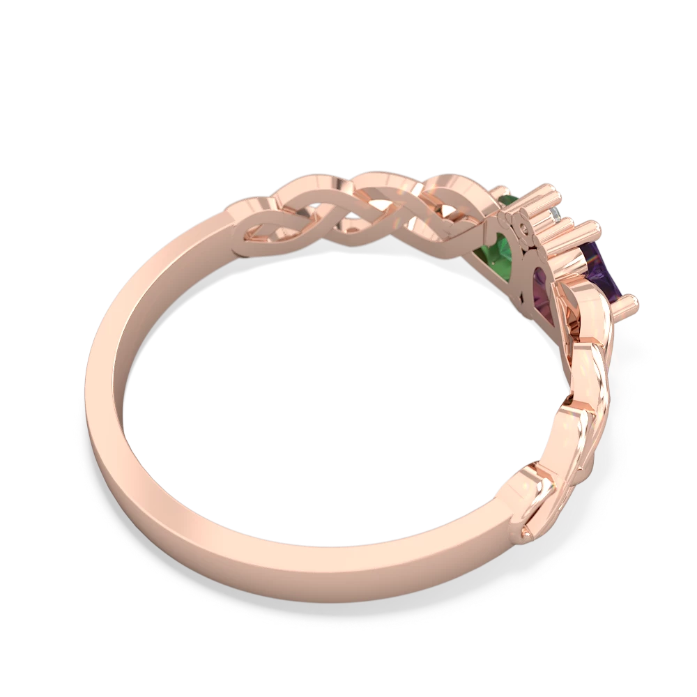 Amethyst Heart To Heart Braid 14K Rose Gold ring R5870