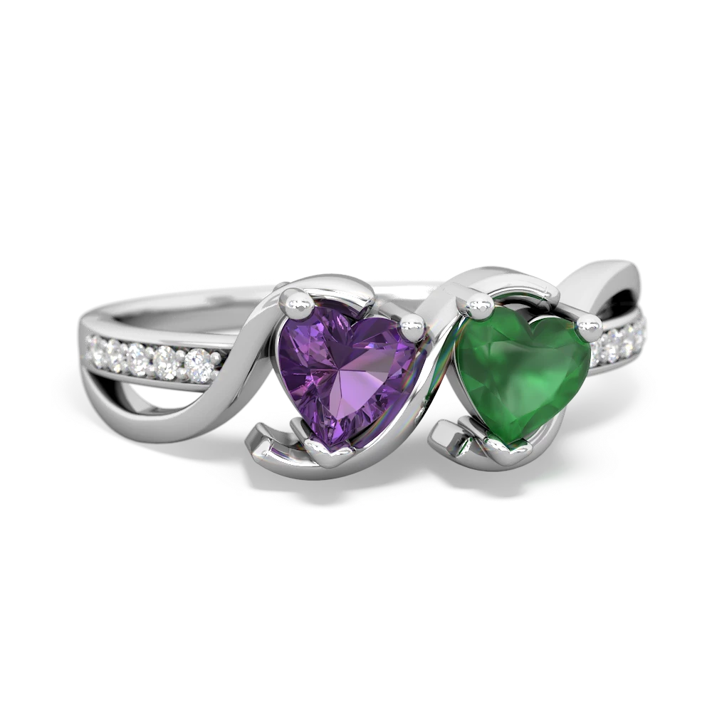 Amethyst Side By Side 14K White Gold ring R3090