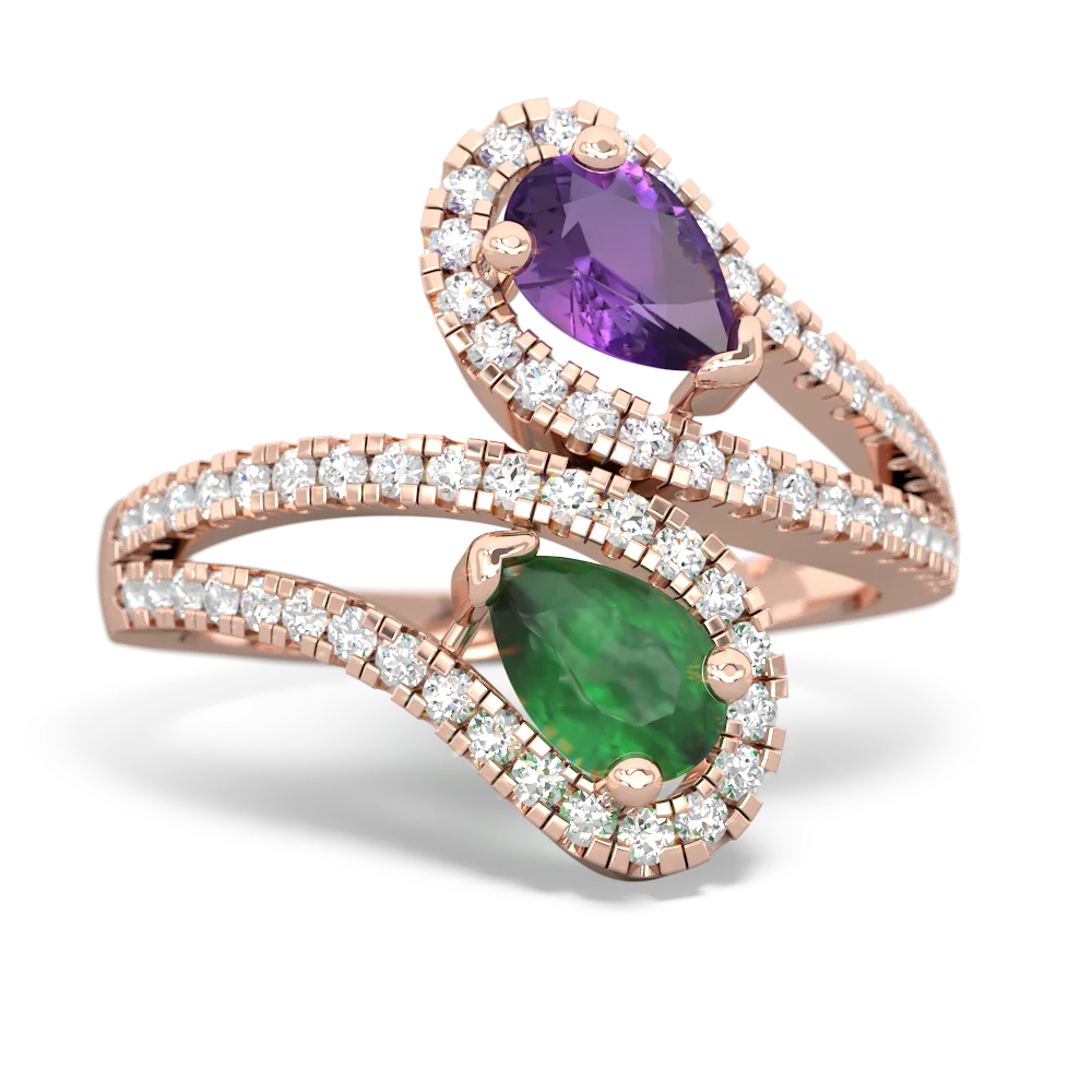 Amethyst Diamond Dazzler 14K Rose Gold ring R3000