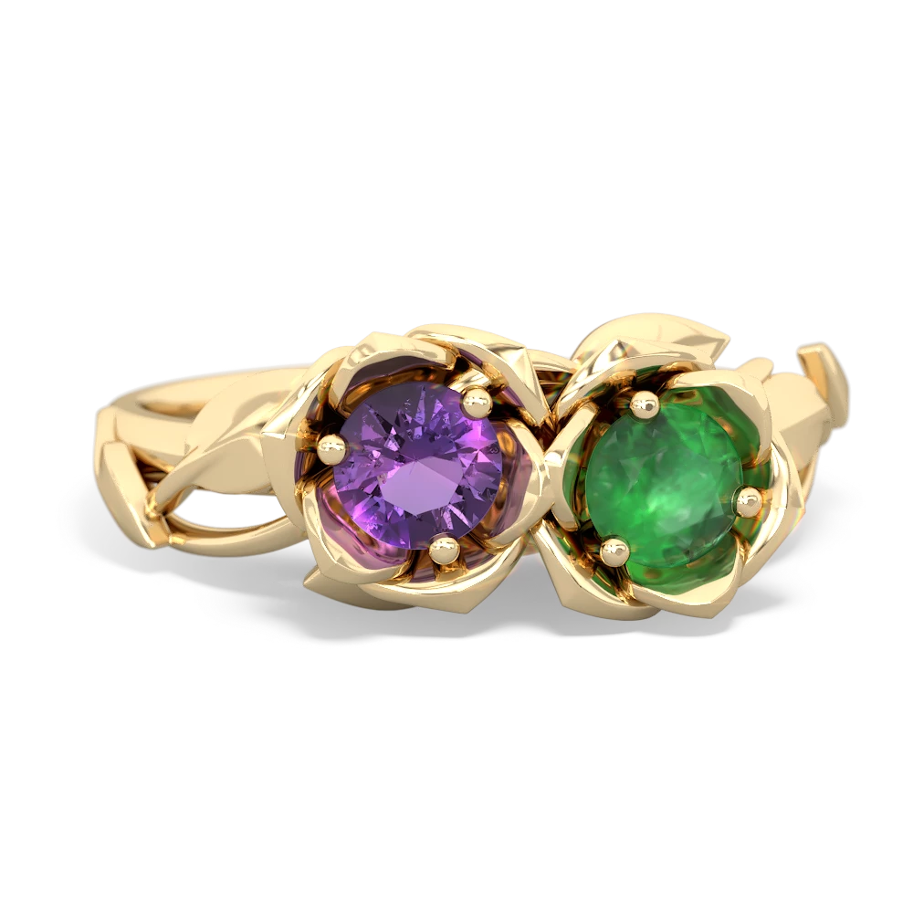 Amethyst Rose Garden 14K Yellow Gold ring R5510