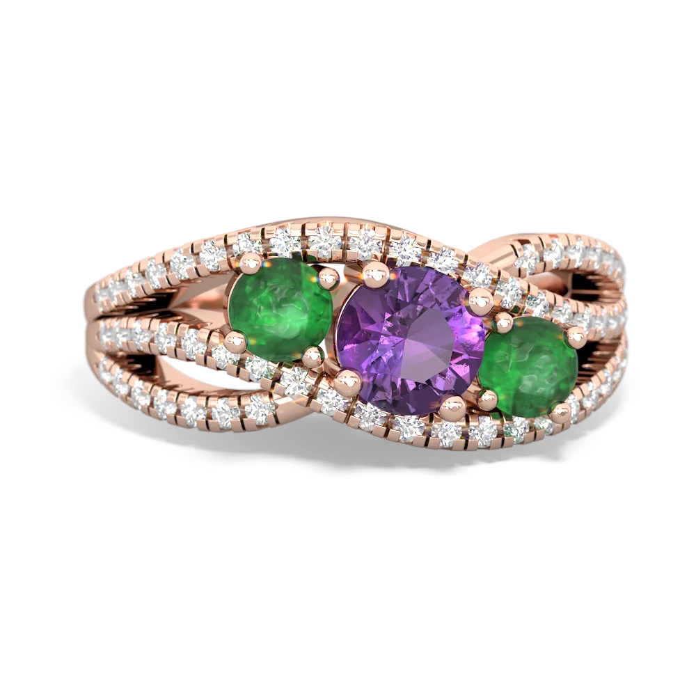 Amethyst Three Stone Aurora 14K Rose Gold ring R3080