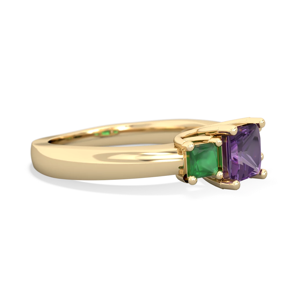 Amethyst Three Stone Trellis 14K Yellow Gold ring R4015