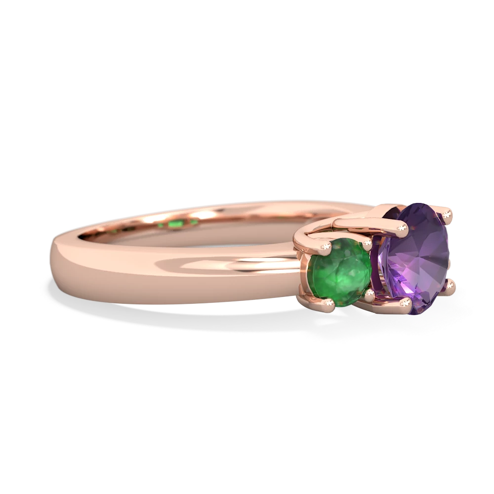 Amethyst Three Stone Round Trellis 14K Rose Gold ring R4018