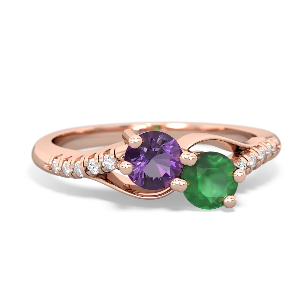 Amethyst Infinity Pave Two Stone 14K Rose Gold ring R5285