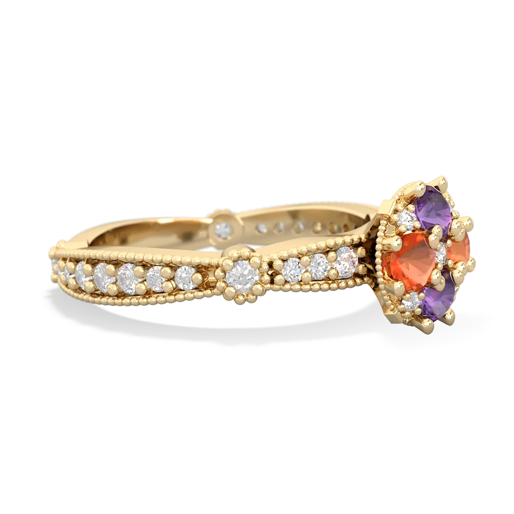 Amethyst Sparkling Tiara Cluster 14K Yellow Gold ring R26293RD