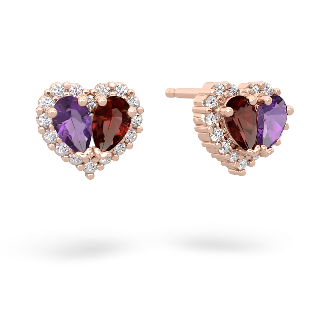 Amethyst Halo 14K Rose Gold earrings E7008