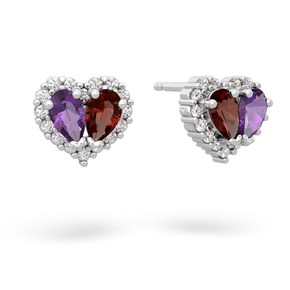 Amethyst Halo 14K White Gold earrings E7008