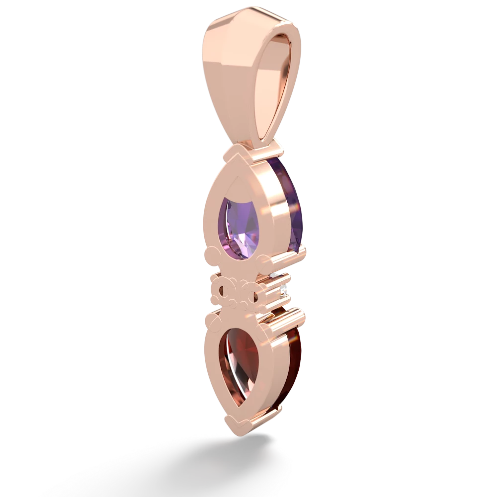 Amethyst Bowtie Drop 14K Rose Gold pendant P0865