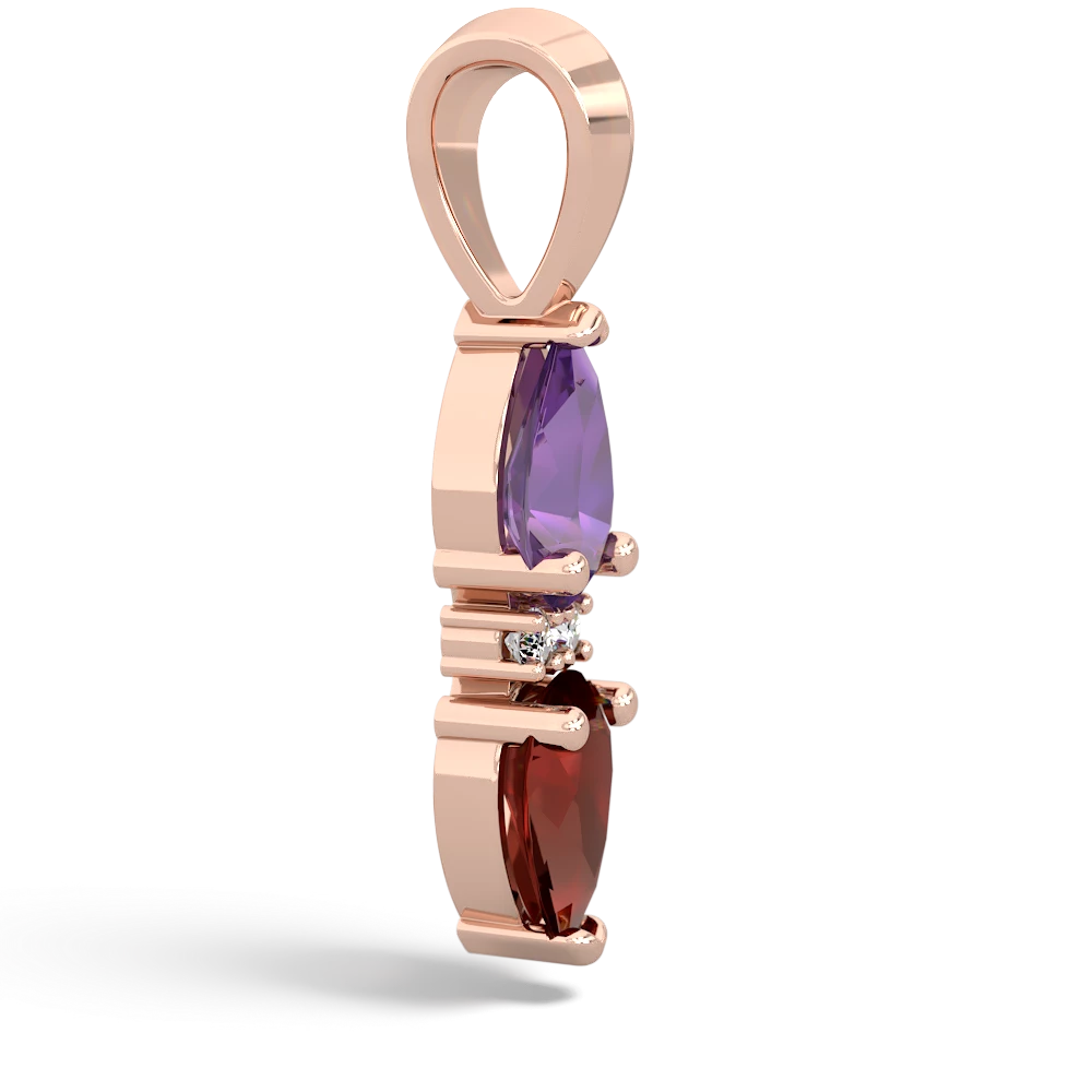 Amethyst Bowtie Drop 14K Rose Gold pendant P0865