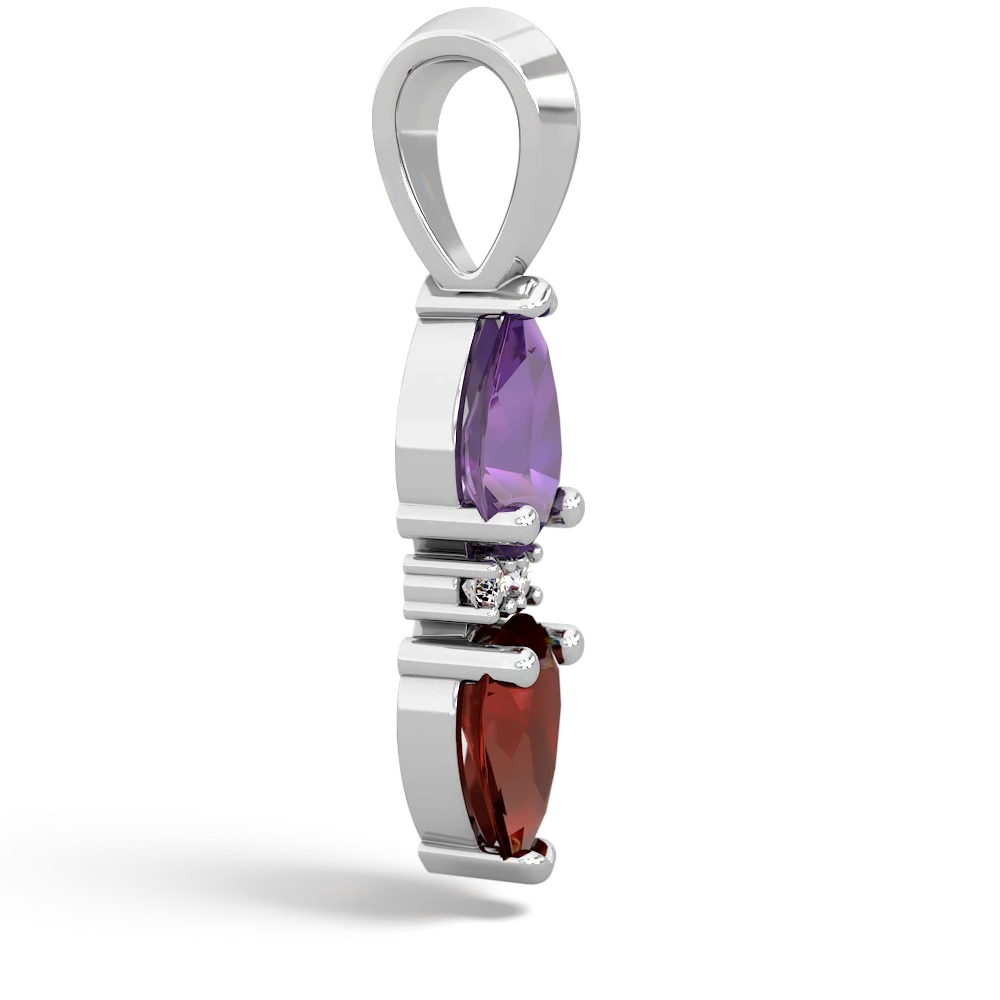 Amethyst Bowtie Drop 14K White Gold pendant P0865