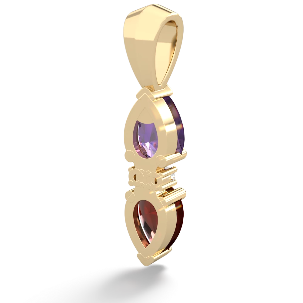 Amethyst Bowtie Drop 14K Yellow Gold pendant P0865