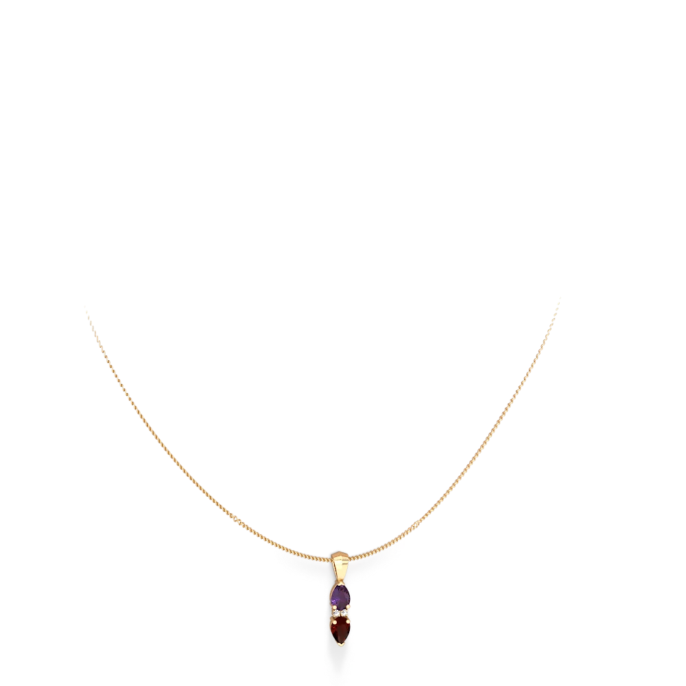 Amethyst Bowtie Drop 14K Yellow Gold pendant P0865