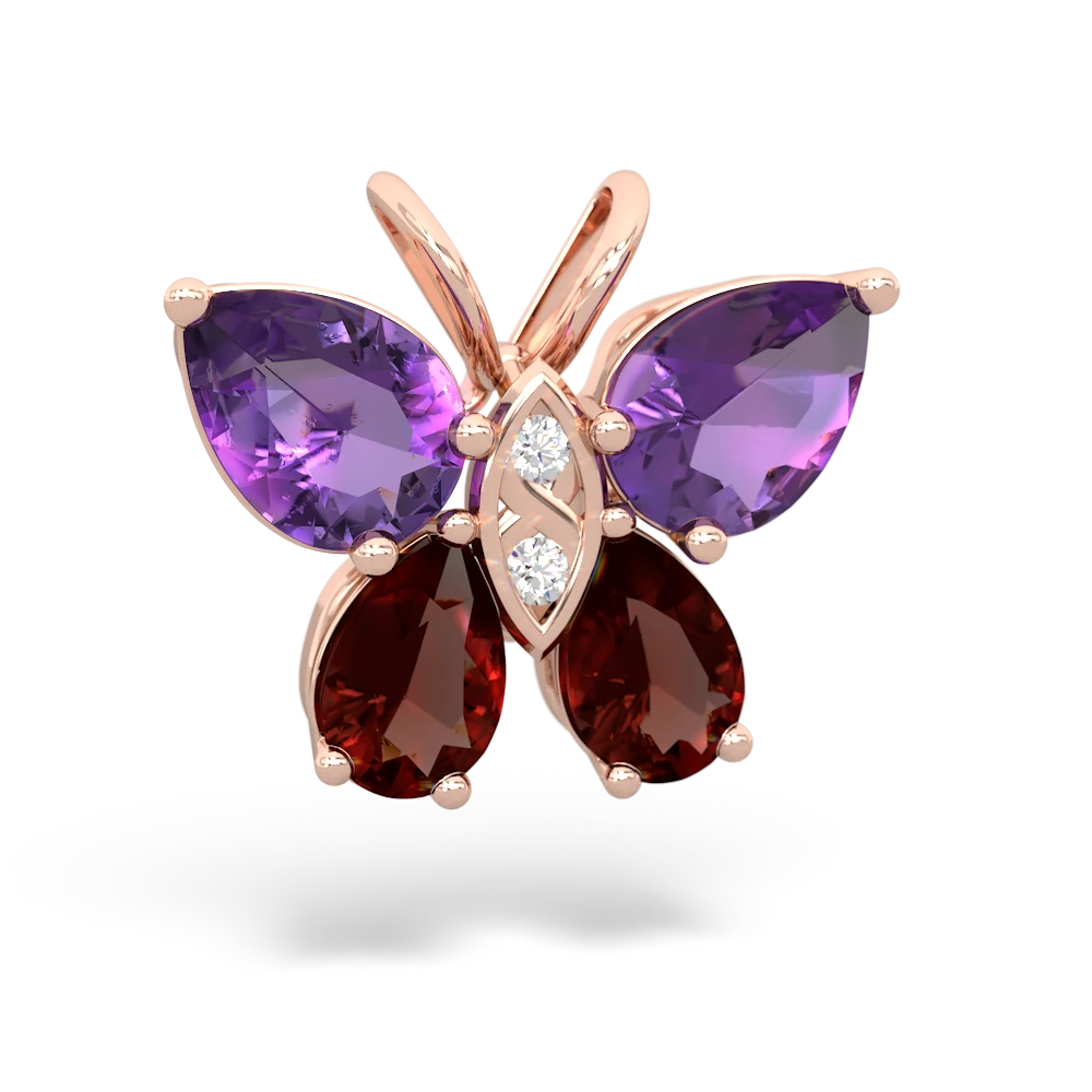 Amethyst Butterfly 14K Rose Gold pendant P2215