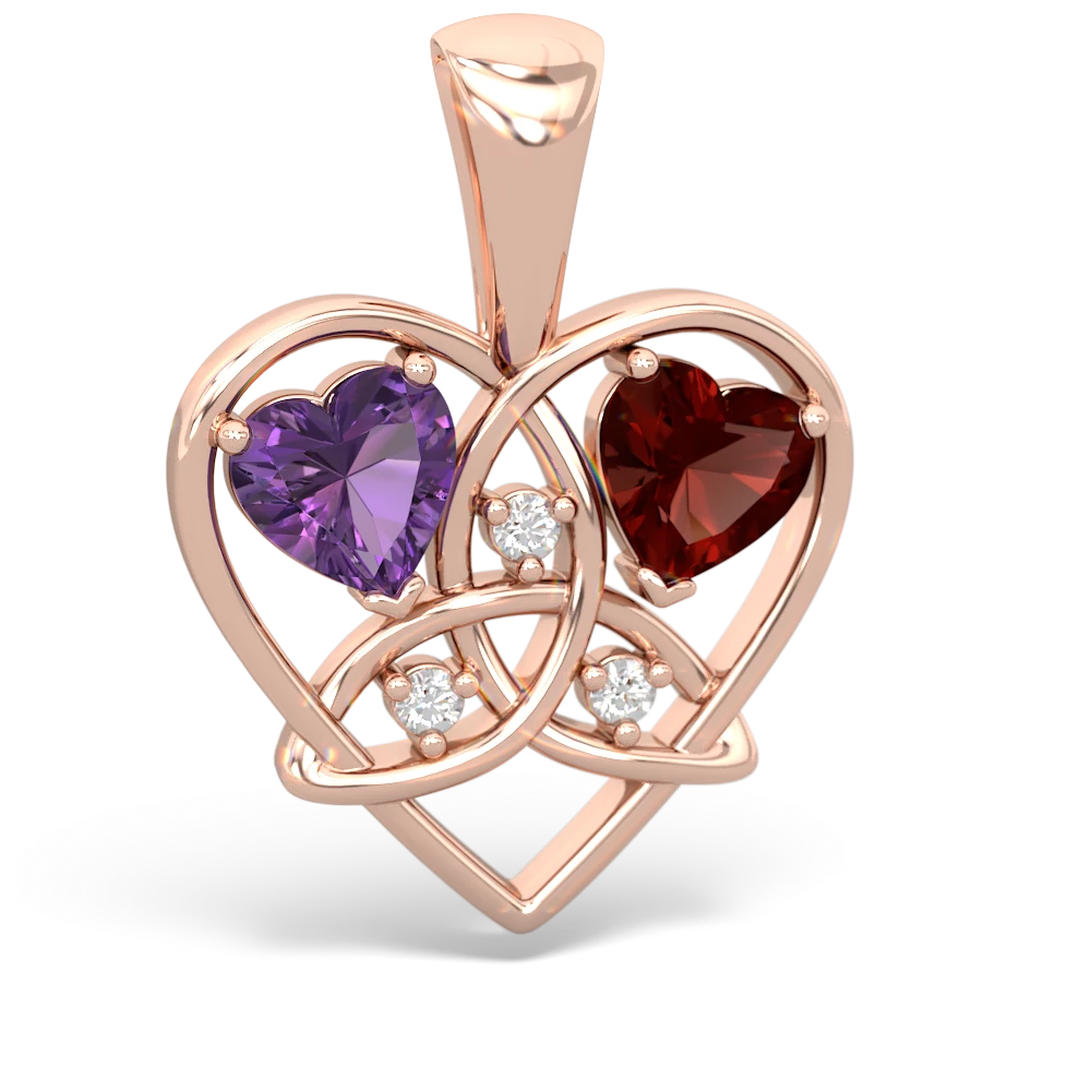 Amethyst Celtic Trinity Heart 14K Rose Gold pendant P5331