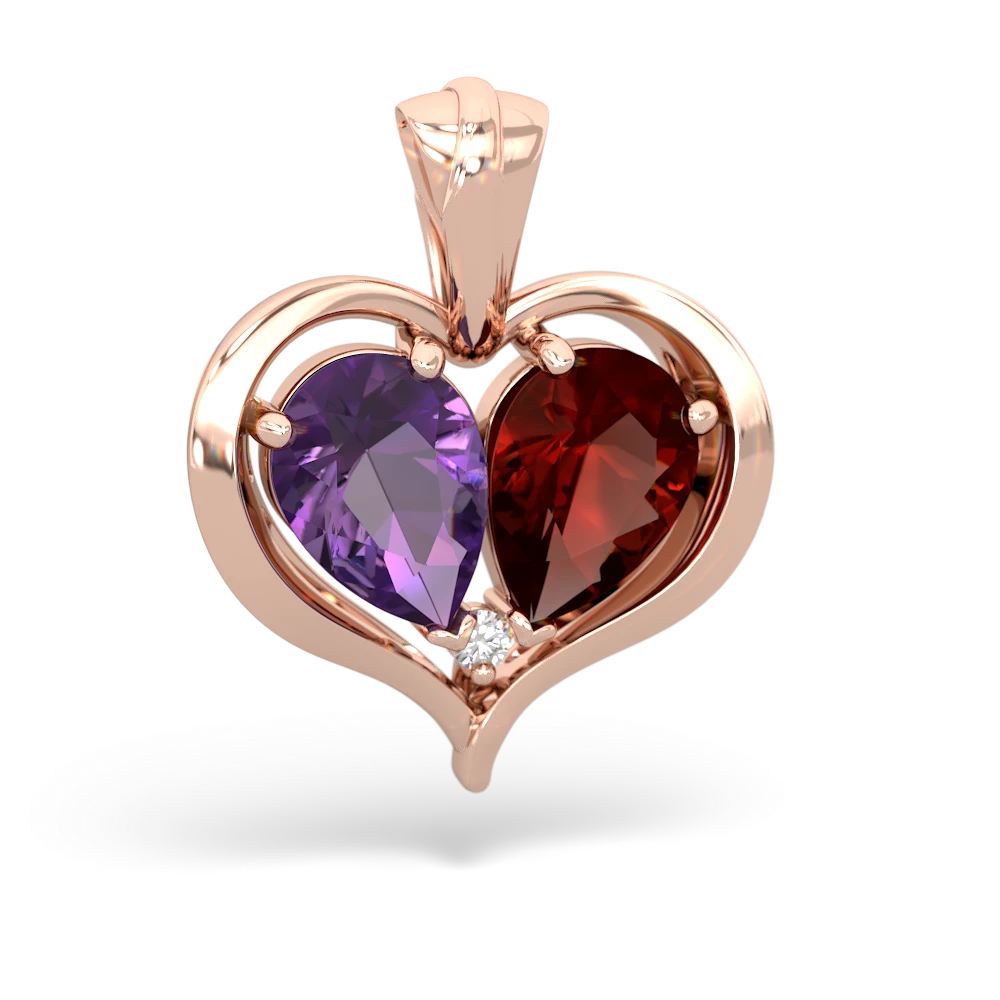 Amethyst Two Become One 14K Rose Gold pendant P5330