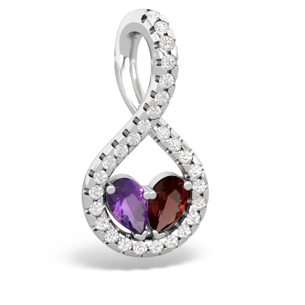 Amethyst Pave Twist 'One Heart' 14K White Gold pendant P5360