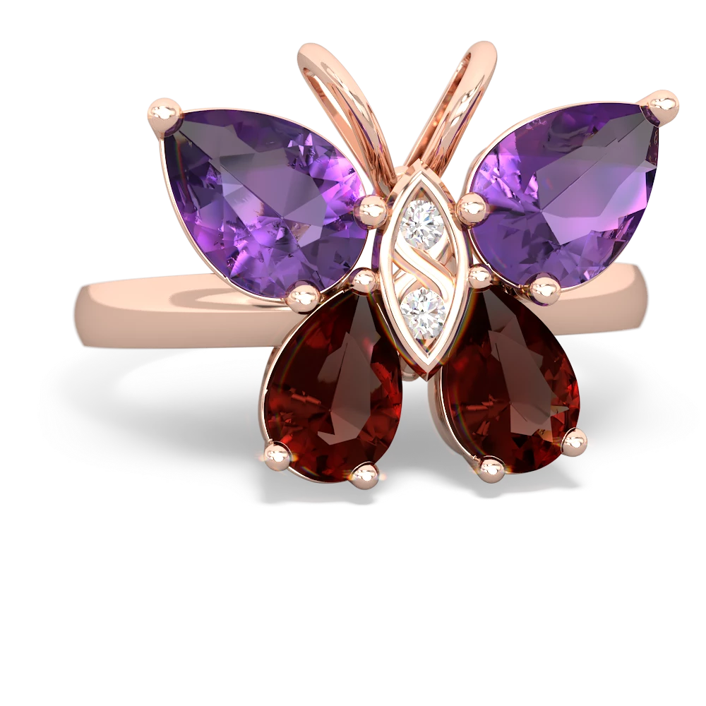 Amethyst Butterfly 14K Rose Gold ring R2215