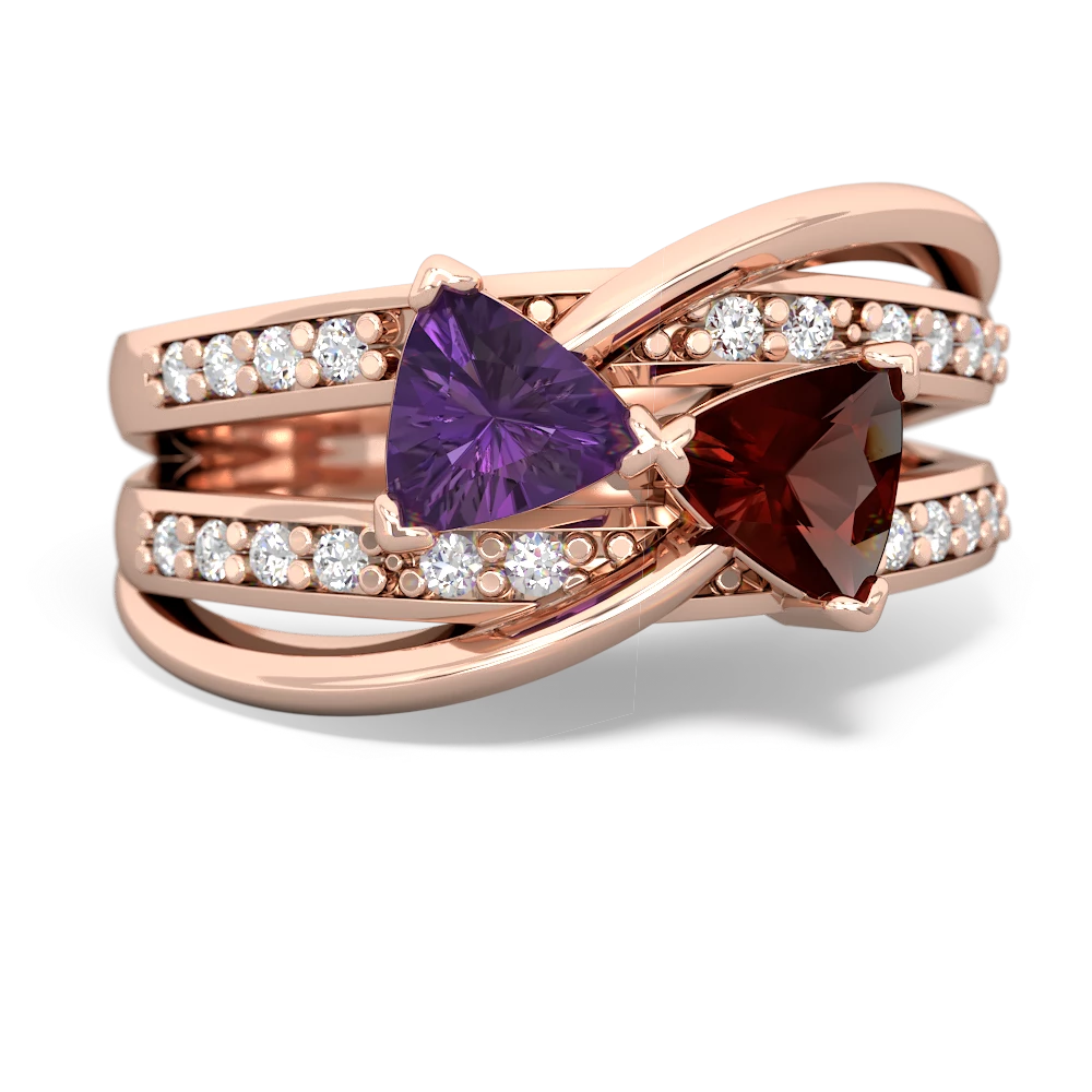 Amethyst Bowtie 14K Rose Gold ring R2360