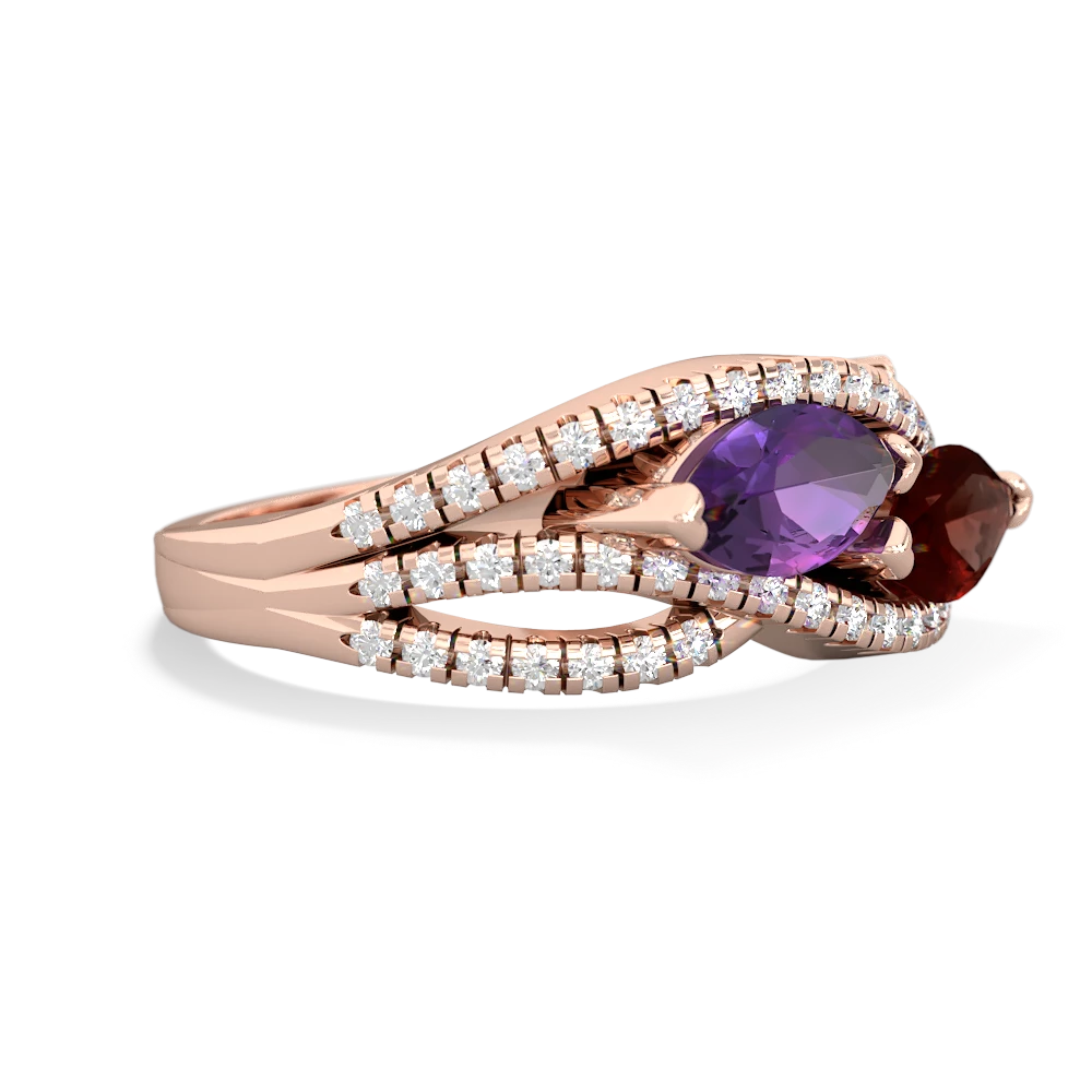 Amethyst Diamond Rivers 14K Rose Gold ring R3070