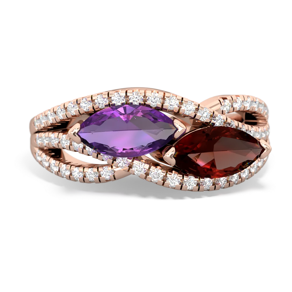 Amethyst Diamond Rivers 14K Rose Gold ring R3070