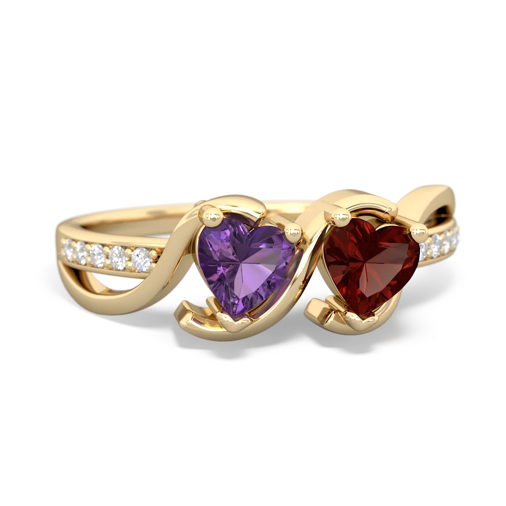 Amethyst Side By Side 14K Yellow Gold ring R3090