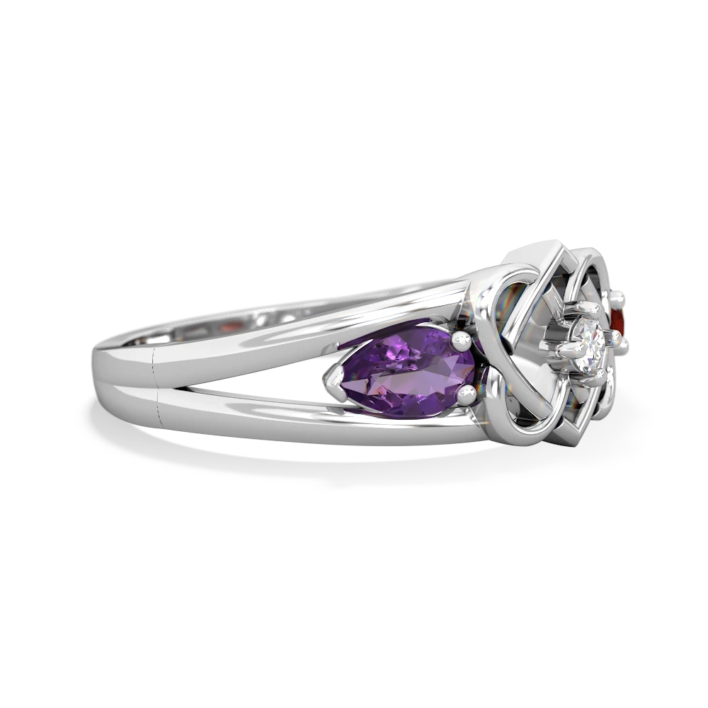 Amethyst Hearts Intertwined 14K White Gold ring R5880