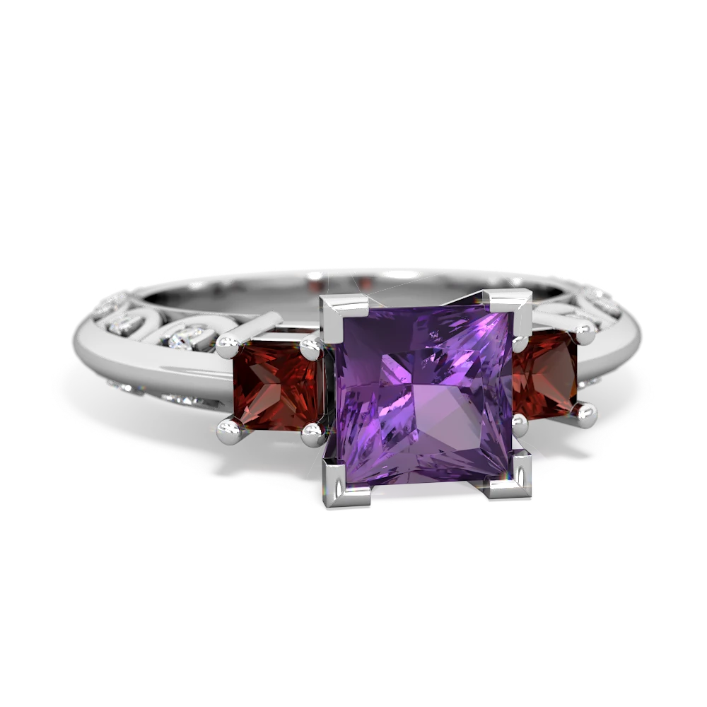 Amethyst Eternal Embrace Engagement 14K White Gold ring C2001