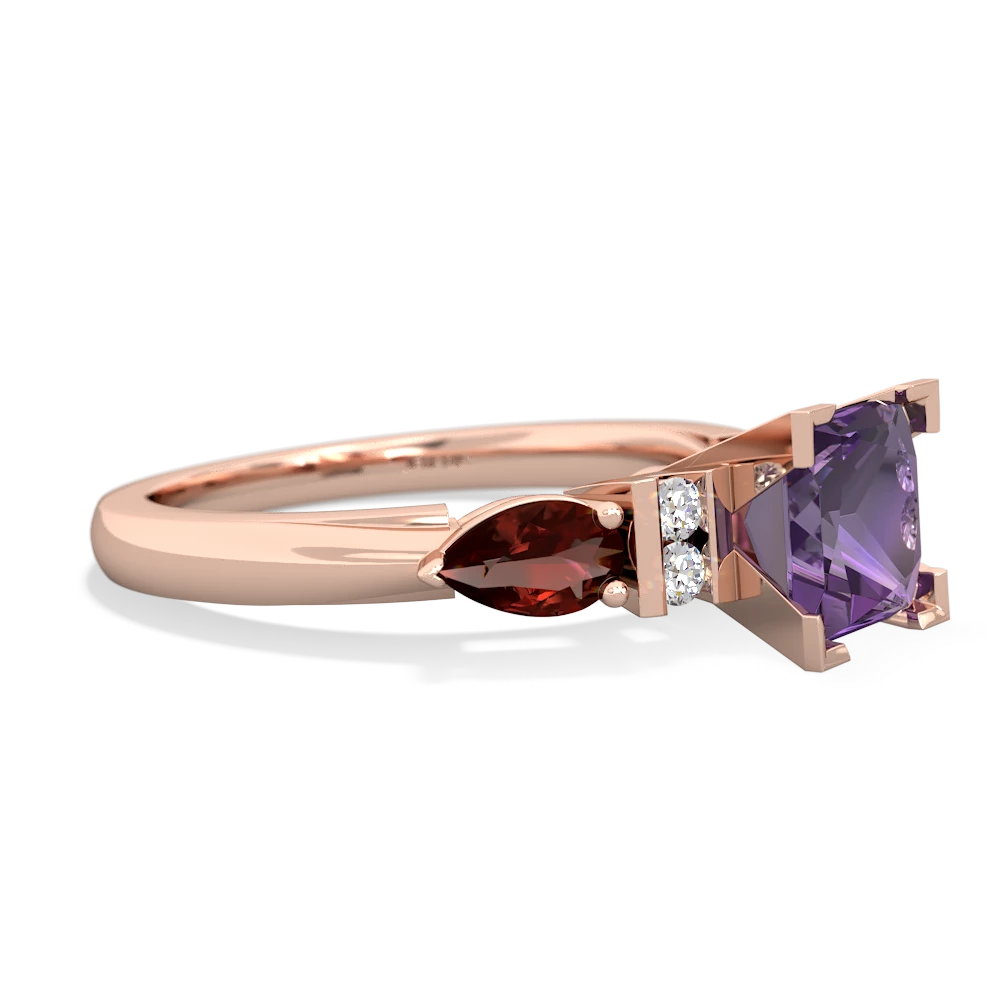 Amethyst 6Mm Princess Eternal Embrace Engagement 14K Rose Gold ring C2002