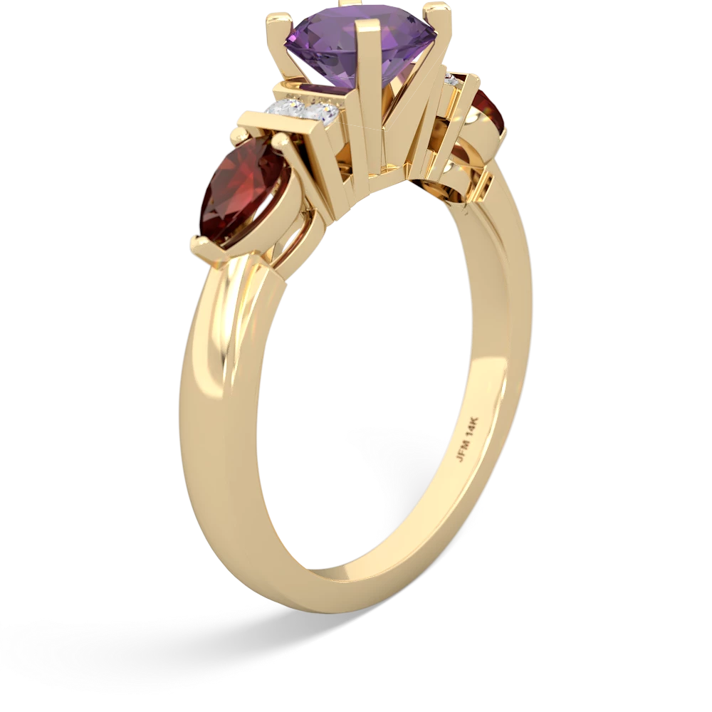 Amethyst 6Mm Round Eternal Embrace Engagement 14K Yellow Gold ring R2005