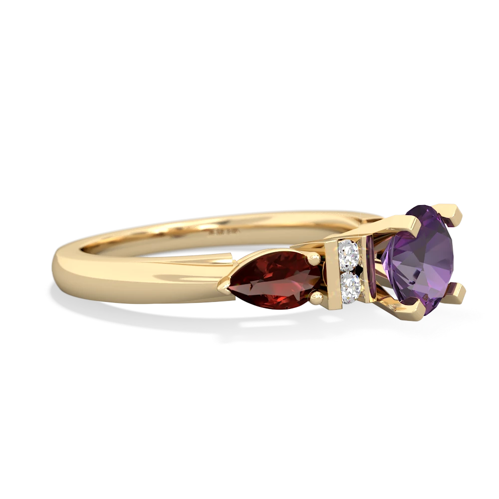 Amethyst 6Mm Round Eternal Embrace Engagement 14K Yellow Gold ring R2005