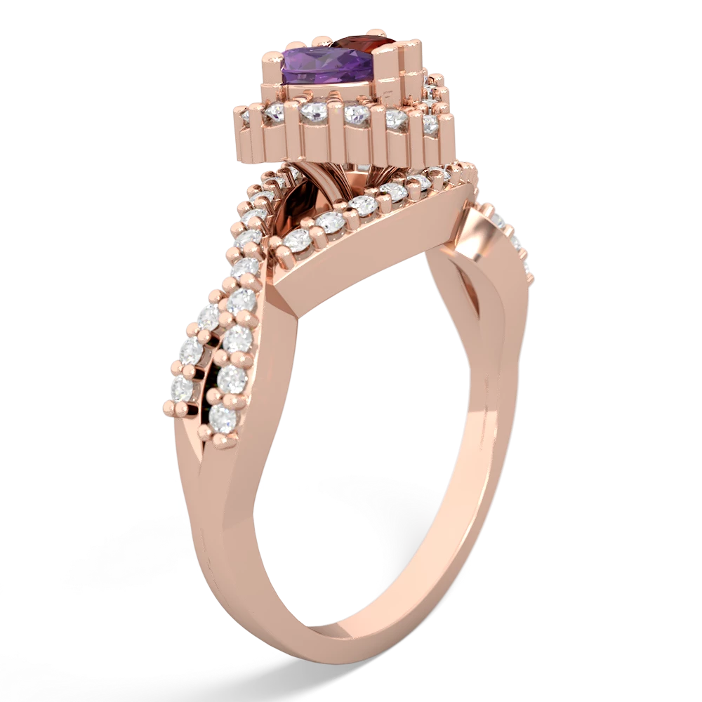 Amethyst Diamond Twist 'One Heart' 14K Rose Gold ring R2640HRT