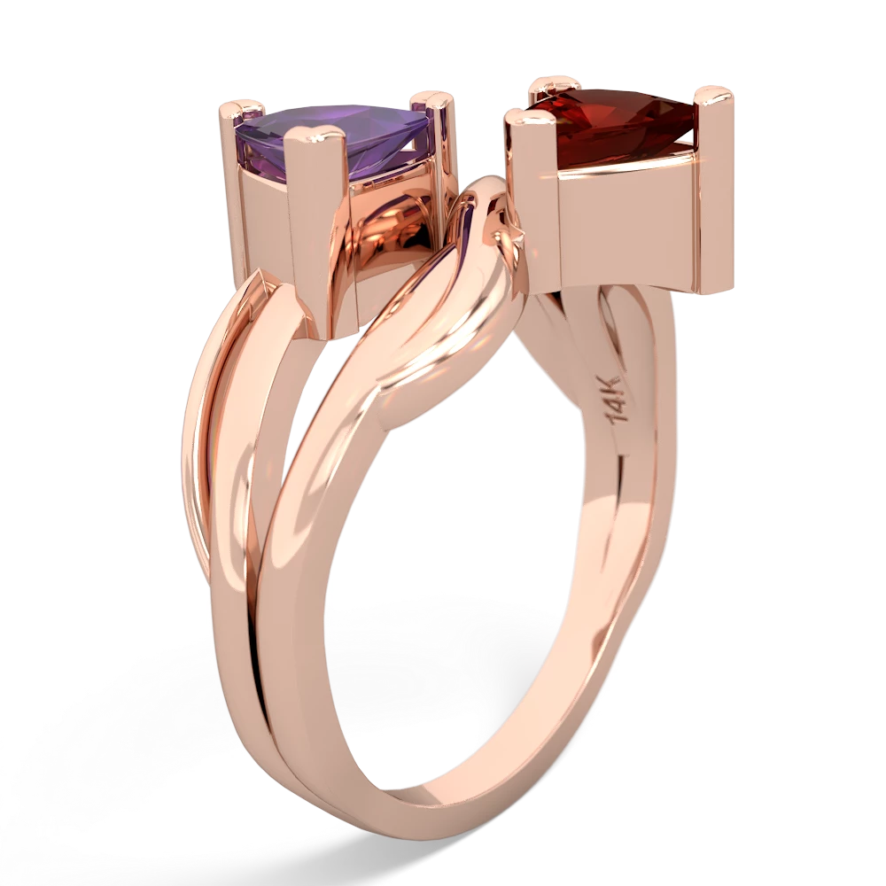 Amethyst Split Band Swirl 14K Rose Gold ring R2341