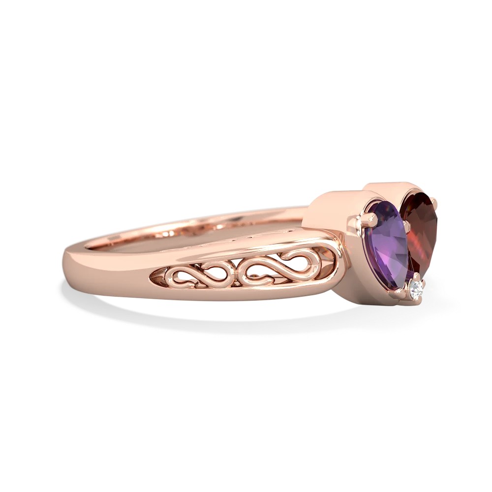 Amethyst Filligree 'One Heart' 14K Rose Gold ring R5070