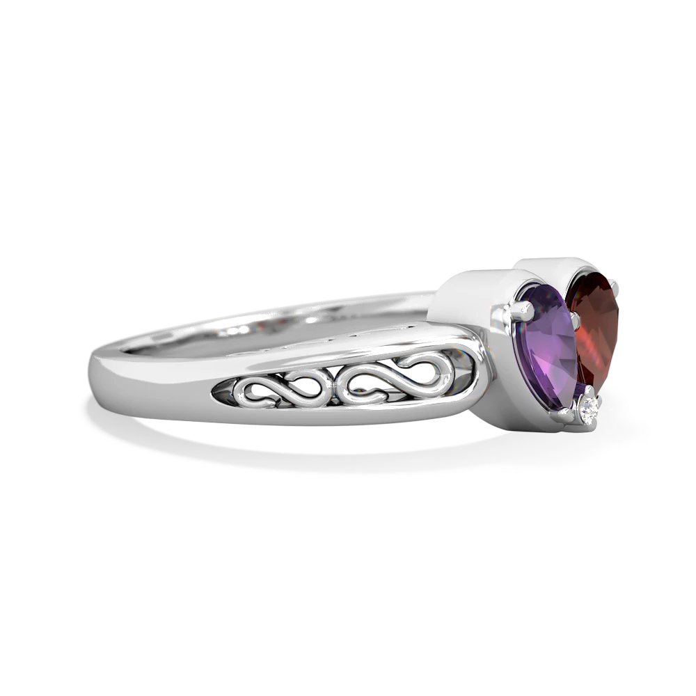 Amethyst Filligree 'One Heart' 14K White Gold ring R5070